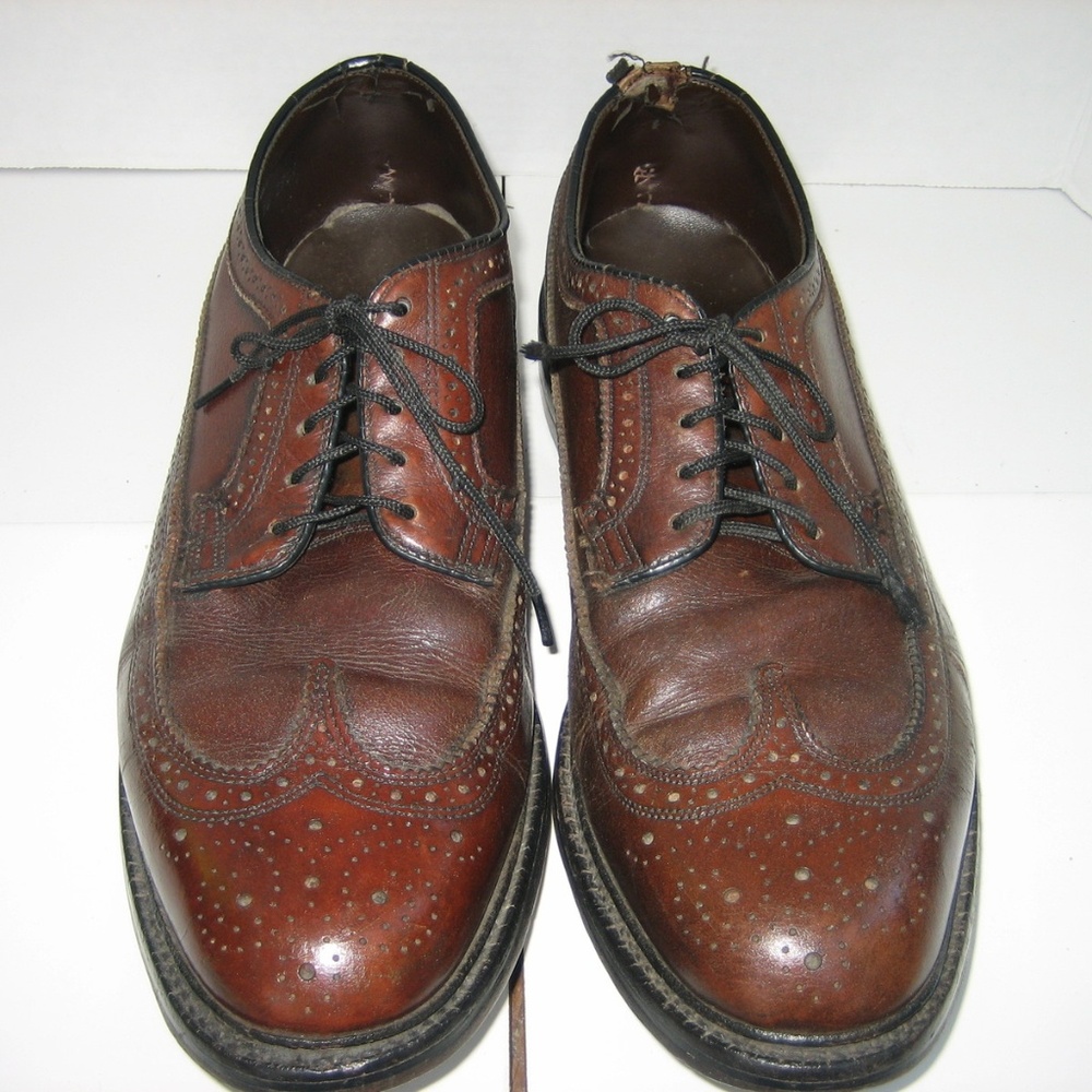 BARCLAY Brown Oxford Leather Long Wingtips, 10 E